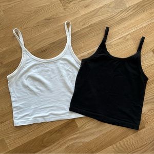 Arq Crop Tank in Black and Cotton / Size S